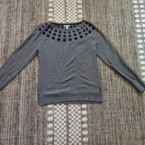 Nautica Gray Crew Neck Sweater with Decorative Neckline